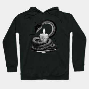 Serpent with Candle in Dark Gothic Ritual Style Hoodie