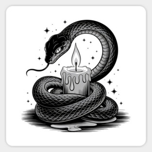 Serpent with Candle in Dark Gothic Ritual Style Magnet