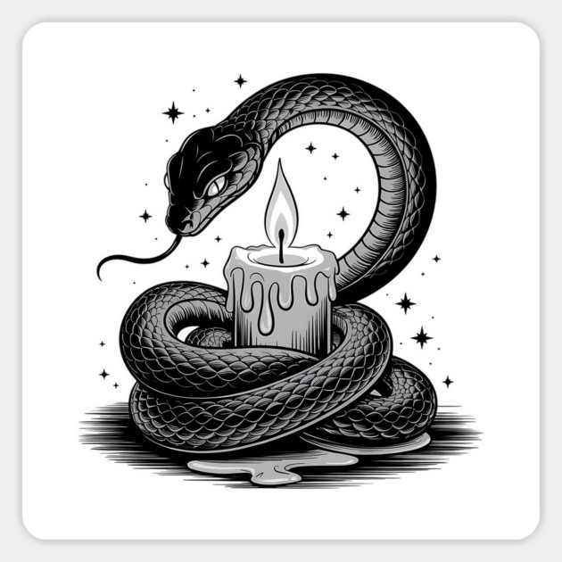Serpent with Candle in Dark Gothic Ritual Style Magnet by BirdsnStuff