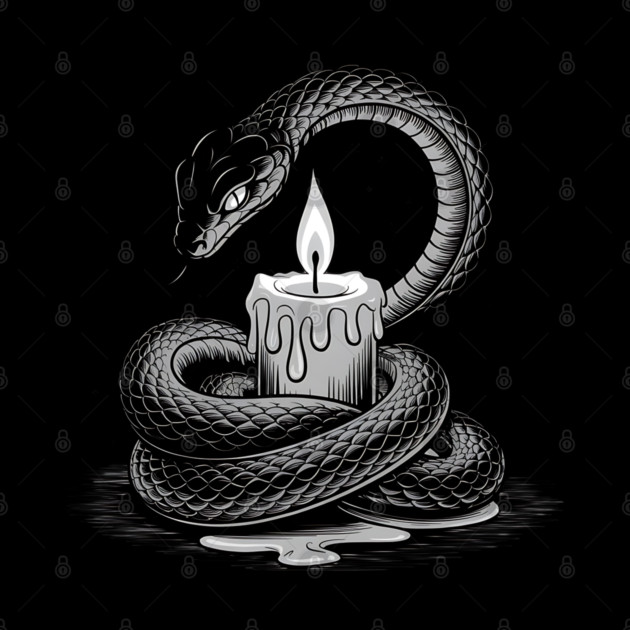 Serpent with Candle in Dark Gothic Ritual Style by BirdsnStuff