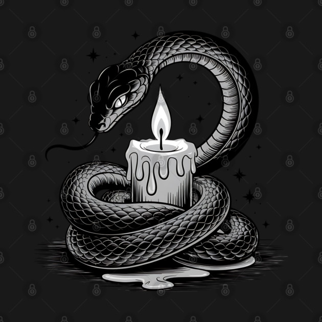 Serpent with Candle in Dark Gothic Ritual Style by BirdsnStuff
