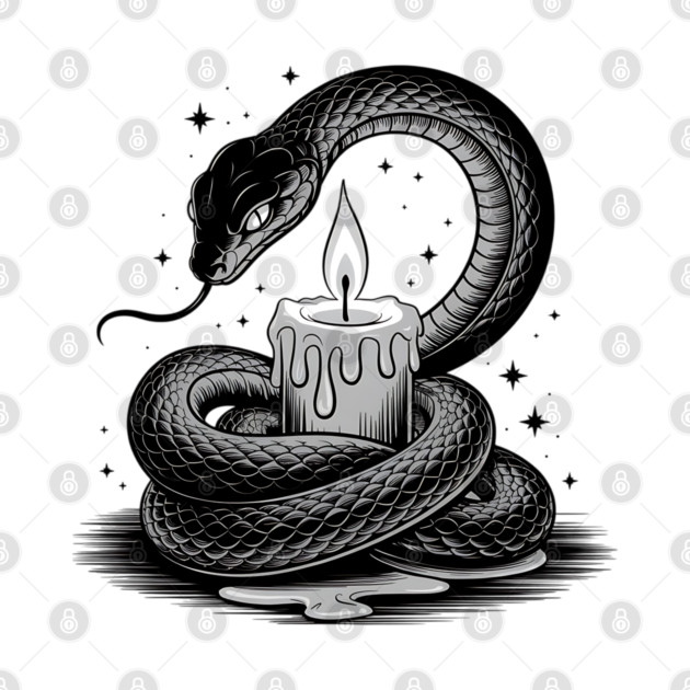 Serpent with Candle in Dark Gothic Ritual Style by BirdsnStuff