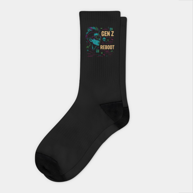 GEN Z REBOOT — Tech Rebellion Unleashed Socks by Hobby Helpers Merch