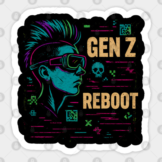 GEN Z REBOOT — Tech Rebellion Unleashed Sticker by Hobby Helpers Merch