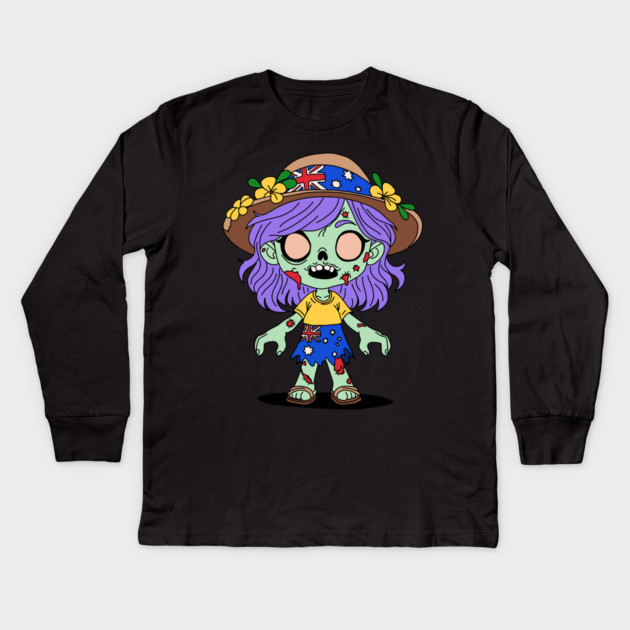 Australian Zombie Kids Long Sleeve T-Shirt by H. R. Sinclair