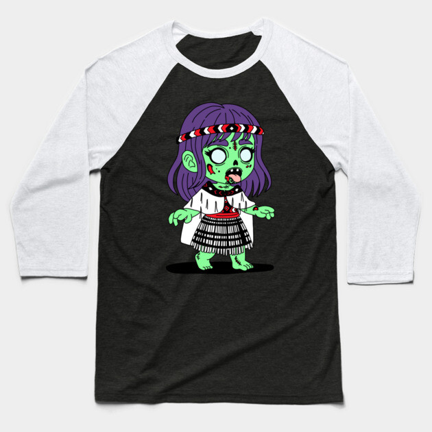 Māori Zombie Baseball T-Shirt by H. R. Sinclair