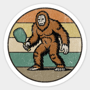 Bigfoot Pickleball Retro Vintage 70s Sasquatch Pickleball Lovers Sticker