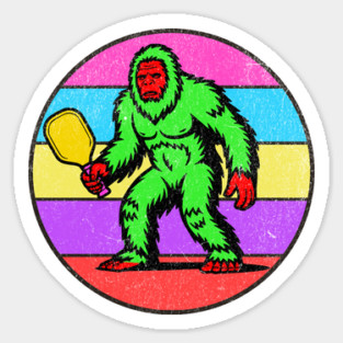 Bigfoot Pickleball Retro Vintage 80s Sasquatch Pickleball Lovers Magnet