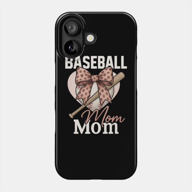 Leopard Coquette Bow Baseball Mom | Cute Coquette Mother’s Day Gift for Sport Moms Phone Case by ArtistTee ⭐⭐⭐⭐⭐