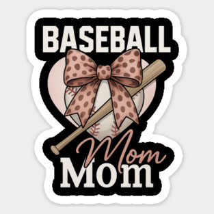 Leopard Coquette Bow Baseball Mom | Cute Coquette Mother’s Day Gift for Sport Moms Sticker