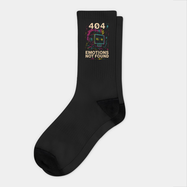 404 Emotions Not Found – Punk Bot Error Socks by Hobby Helpers Merch