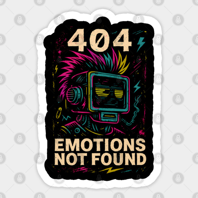 404 Emotions Not Found – Punk Bot Error Sticker by Hobby Helpers Merch