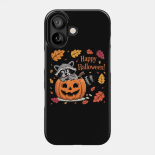 Happy Halloween with Raccoon in Pumpkin Phone Case