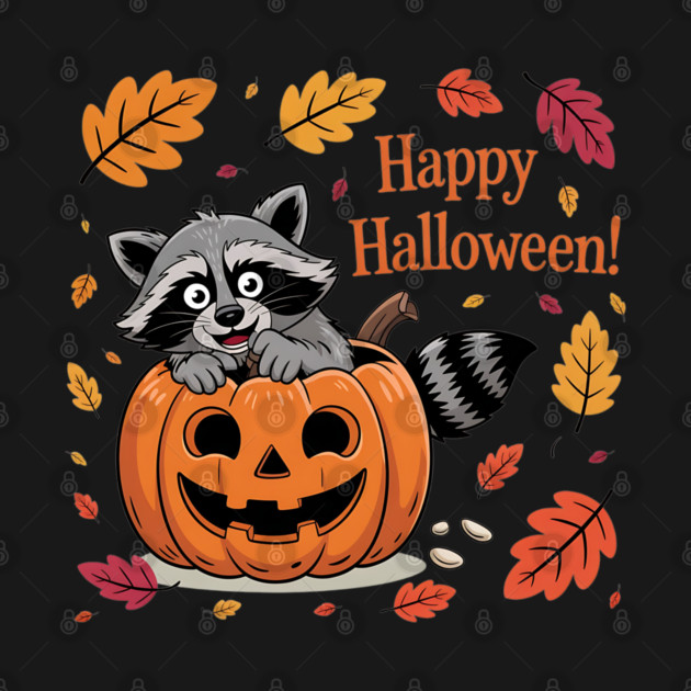 Happy Halloween with Raccoon in Pumpkin by BirdsnStuff