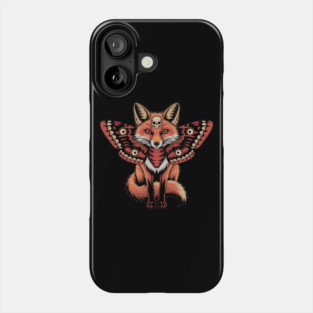 Red Fox with Gothic Death’s-Head Moth Wings Phone Case