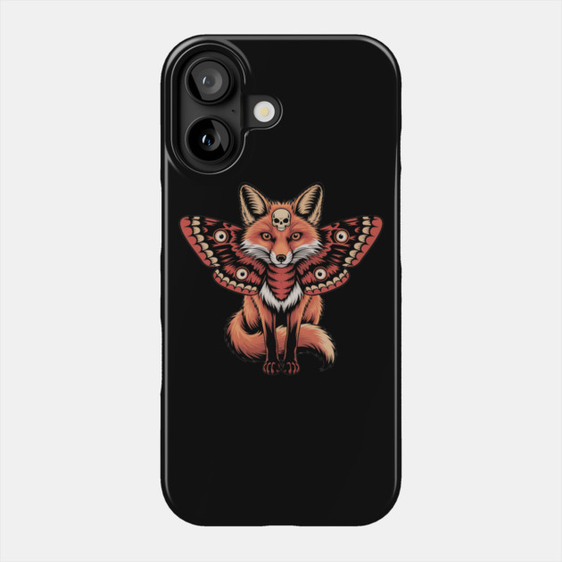 Red Fox with Gothic Death’s-Head Moth Wings Phone Case by BirdsnStuff