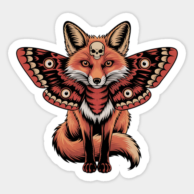Red Fox with Gothic Death’s-Head Moth Wings Magnet by BirdsnStuff