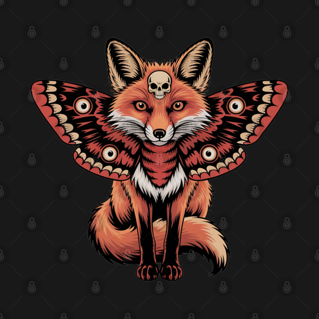 Red Fox with Gothic Death’s-Head Moth Wings by BirdsnStuff