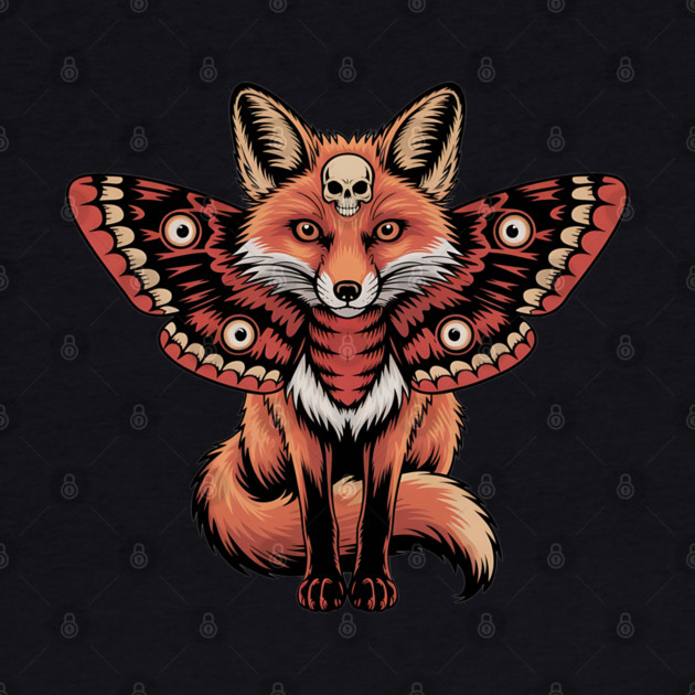 Red Fox with Gothic Death’s-Head Moth Wings by BirdsnStuff