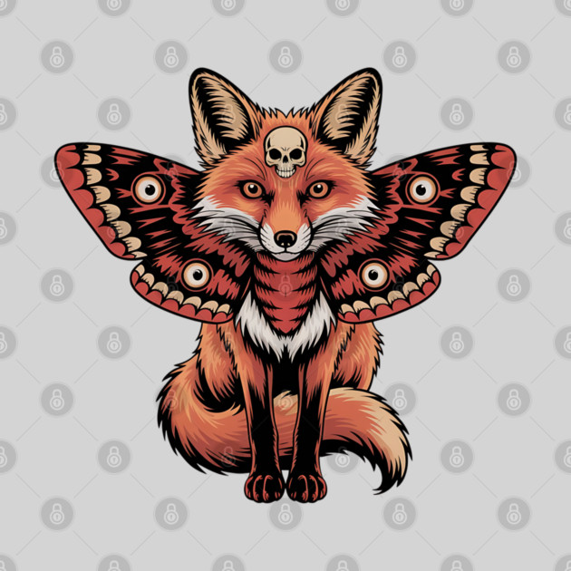 Red Fox with Gothic Death’s-Head Moth Wings by BirdsnStuff