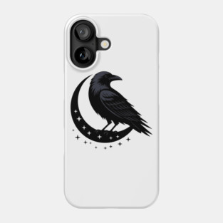 Gothic Raven Silhouette Minimalist Black Bird Design Phone Case
