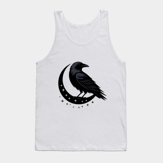 Gothic Raven Silhouette Minimalist Black Bird Design Tank Top by BirdsnStuff