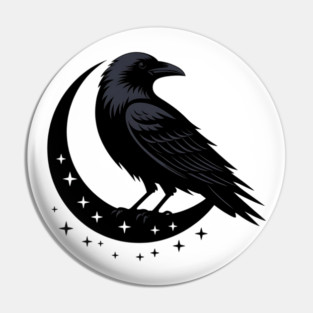 Gothic Raven Silhouette Minimalist Black Bird Design Pin