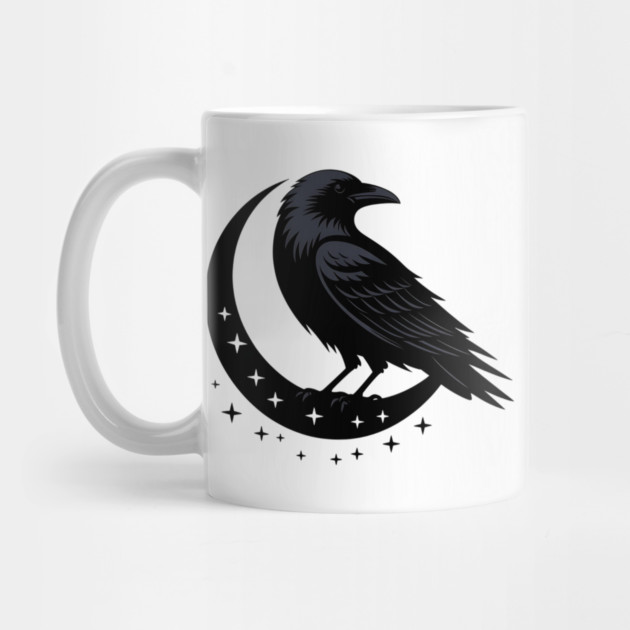 Gothic Raven Silhouette Minimalist Black Bird Design by BirdsnStuff