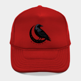 Gothic Raven Silhouette Minimalist Black Bird Design Hat
