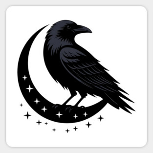 Gothic Raven Silhouette Minimalist Black Bird Design Magnet