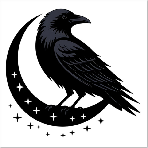 Gothic Raven Silhouette Minimalist Black Bird Design Wall Art by BirdsnStuff