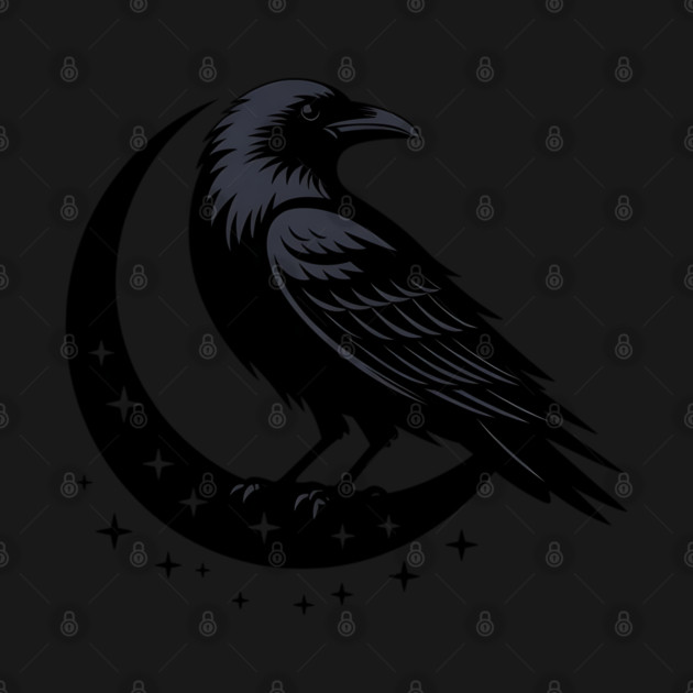 Gothic Raven Silhouette Minimalist Black Bird Design by BirdsnStuff