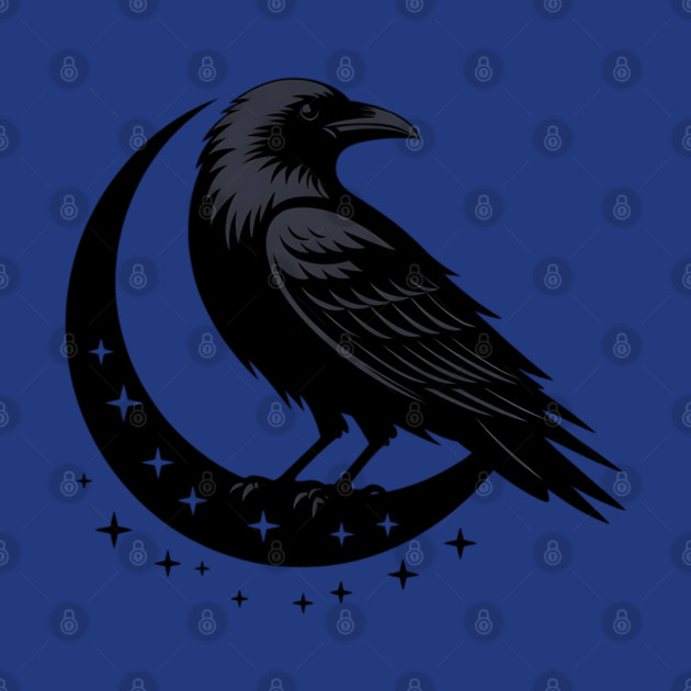 Gothic Raven Silhouette Minimalist Black Bird Design by BirdsnStuff