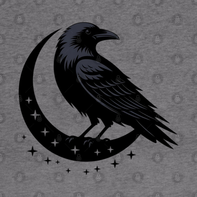 Gothic Raven Silhouette Minimalist Black Bird Design by BirdsnStuff