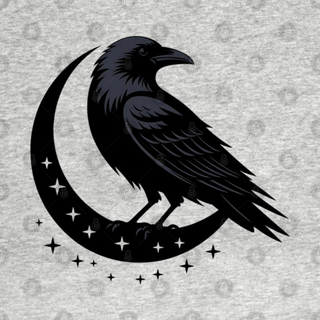 Gothic Raven Silhouette Minimalist Black Bird Design by BirdsnStuff