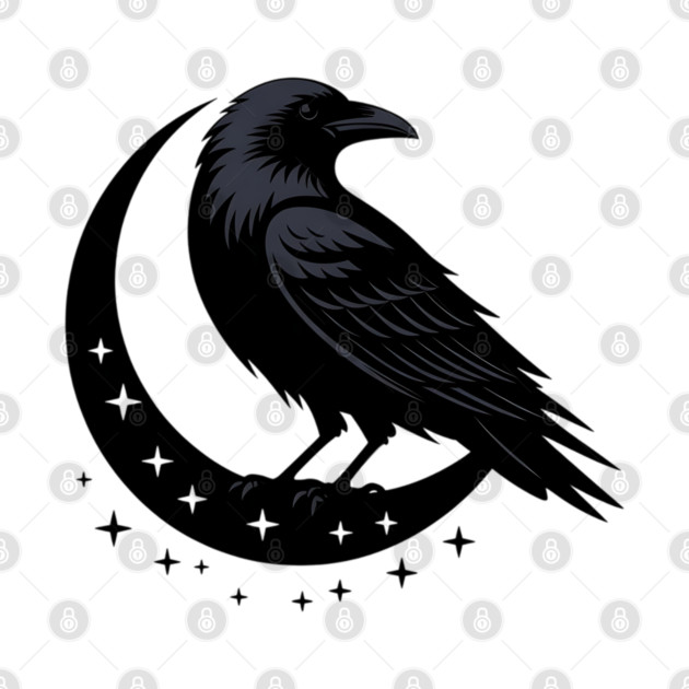 Gothic Raven Silhouette Minimalist Black Bird Design by BirdsnStuff
