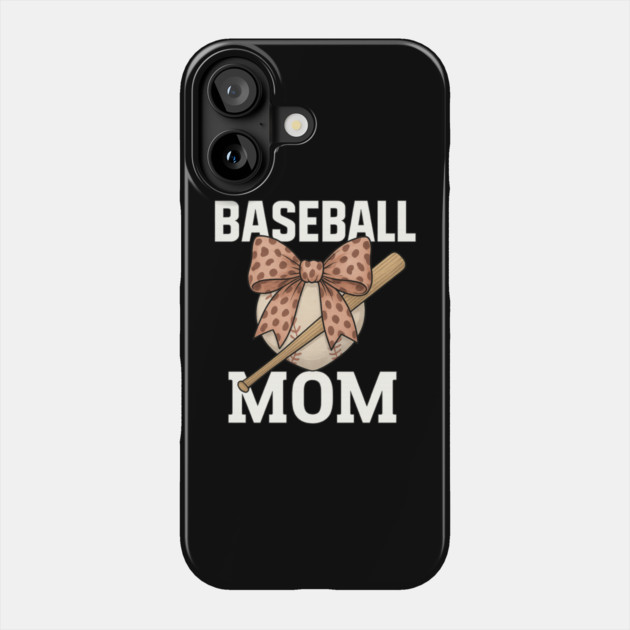 Leopard Coquette Bow Baseball Mom Mother’s Day Gift Phone Case by ArtistTee ⭐⭐⭐⭐⭐
