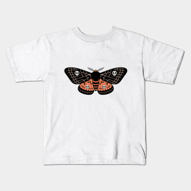 Death’s-Head Moth with Skulls and Gothic Wings Kids T-Shirt by BirdsnStuff