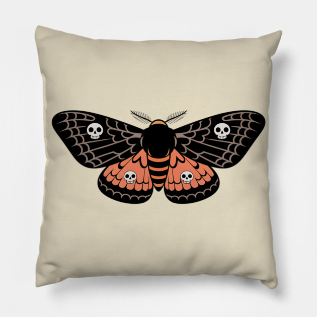 Death’s-Head Moth with Skulls and Gothic Wings Pillow by BirdsnStuff