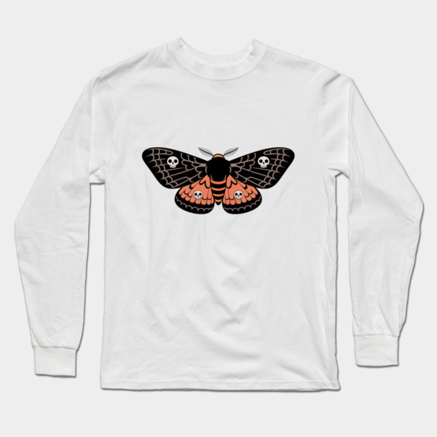 Death’s-Head Moth with Skulls and Gothic Wings Long Sleeve T-Shirt by BirdsnStuff