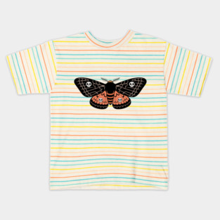 Death’s-Head Moth with Skulls and Gothic Wings Kids T-Shirt