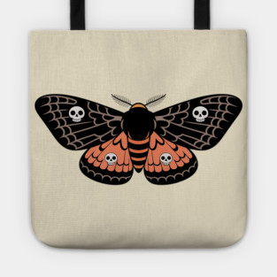 Death’s-Head Moth with Skulls and Gothic Wings Tote
