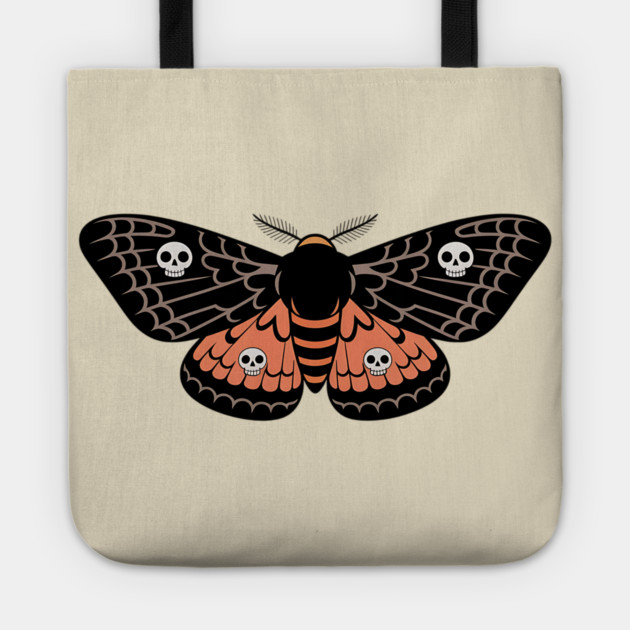 Death’s-Head Moth with Skulls and Gothic Wings Tote by BirdsnStuff