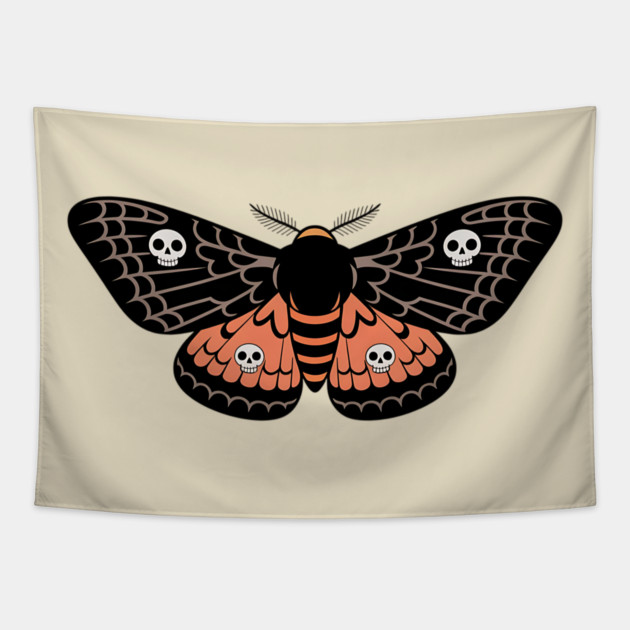 Death’s-Head Moth with Skulls and Gothic Wings Tapestry by BirdsnStuff