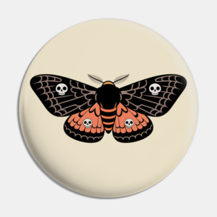 Death’s-Head Moth with Skulls and Gothic Wings Pin