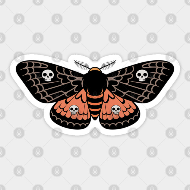 Death’s-Head Moth with Skulls and Gothic Wings Sticker by BirdsnStuff