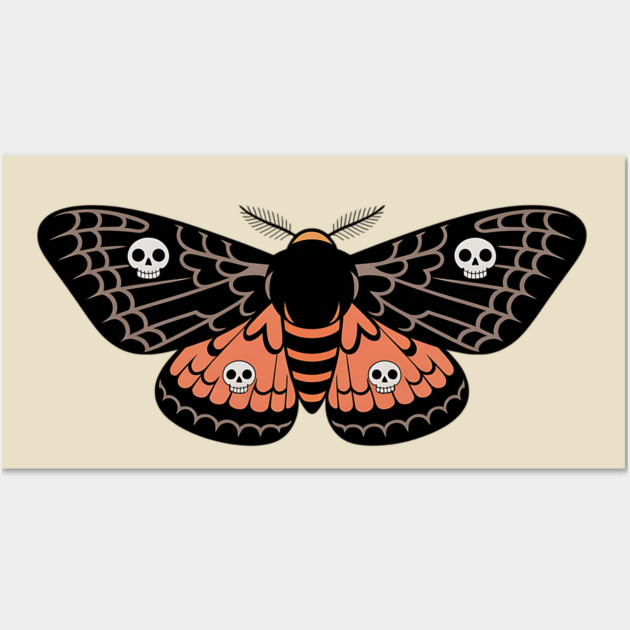 Death’s-Head Moth with Skulls and Gothic Wings Wall Art by BirdsnStuff