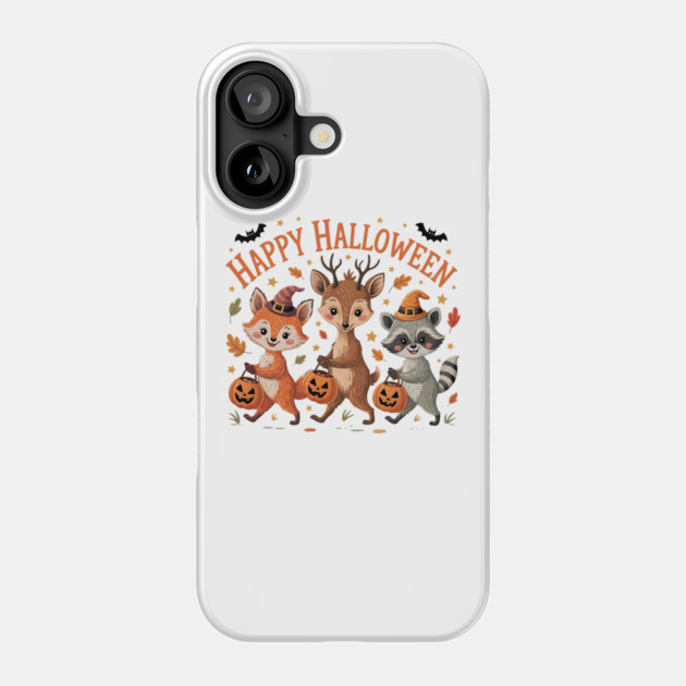 Adorable Fox, Deer, and Raccoon in Halloween Costumes Phone Case by BirdsnStuff