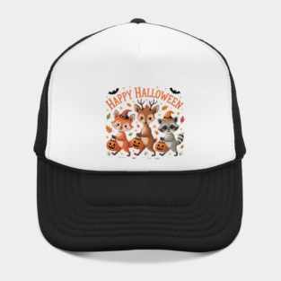 Adorable Fox, Deer, and Raccoon in Halloween Costumes Hat