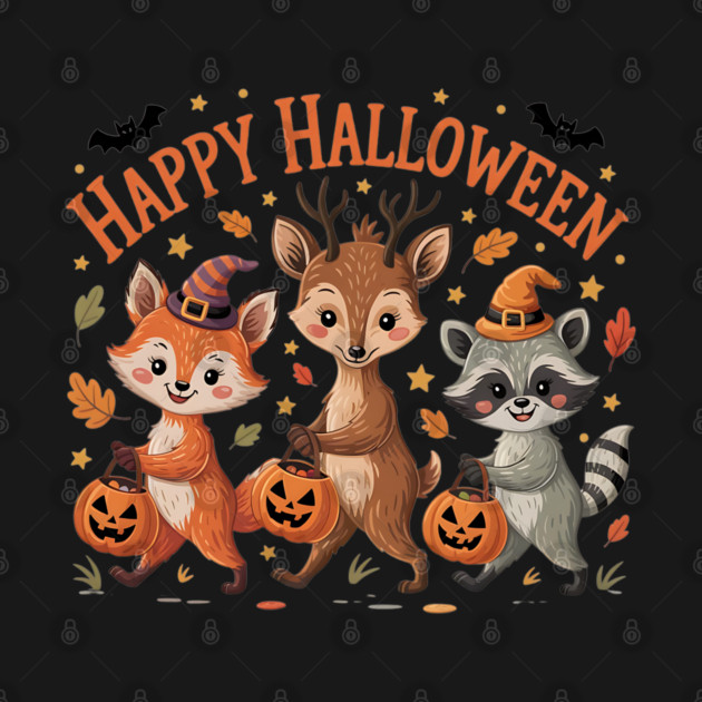 Adorable Fox, Deer, and Raccoon in Halloween Costumes by BirdsnStuff